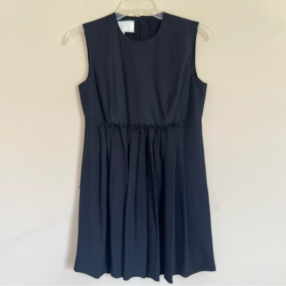 Maison Martin Margiela Paris Navy Blue Silk Cashmere Blend Pleated Skirt Dress 6 - Picture 3 of 16
